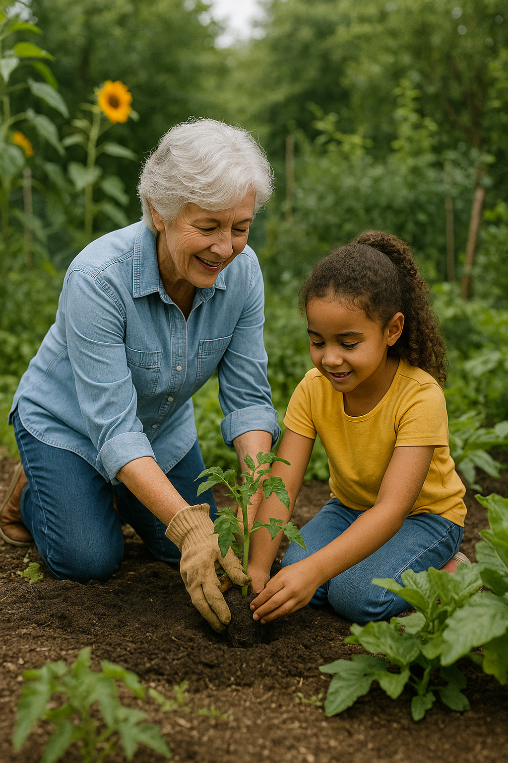 Senior couple enjoying retirement in garden